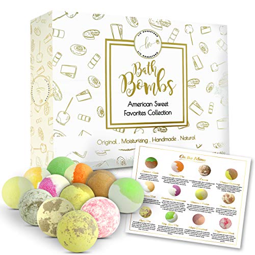 Product Cover Bath Bomb Gift Set Tastiest Dessert Treat American Sweet Favorites Collection Fizzy Bubble Bath Spa Moisterize Dry Skin Care Perfect Birthday Gift for Women Girlfriend Mom Girls Natural Bath Bombs