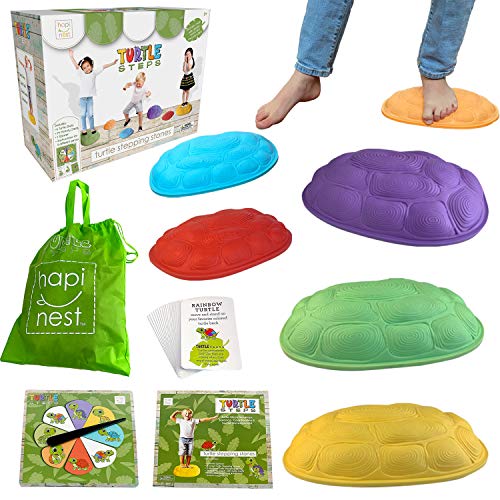 Product Cover Hapinest Turtle Steps Balance Stepping Stones Obstacle Course Coordination Game for Kids - Indoor or Outdoor Play Equipment Toys Toddler Ages 3 Years and Up
