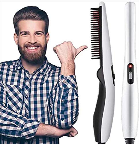 Product Cover Clomana Ultra Quality Electric Beard Straightener Quick Hair Styler for Men Hair Comb Massage Beard Comb Multifunctional Curly Hair Straightening Comb Curler (Black)