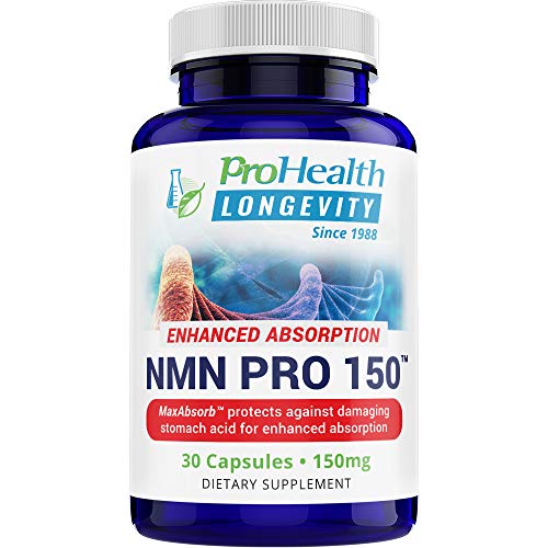 Product Cover ProHealth NMN Pro 150 Enhanced Absorption (150 mg, 30 Capsules) Nicotinamide Mononucleotide | NAD+ Precursor | Supports Anti-Aging, Longevity and Energy | Non-GMO