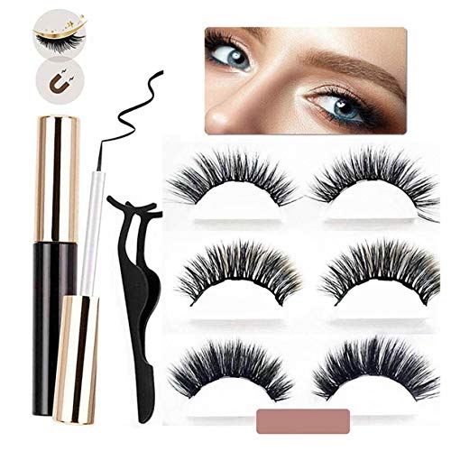 Product Cover Magnetic Eyelashes With Eyeliner, Waterproof Magnetic Liquid Eyeliner, Light weight & Easy to Wear, Best 3D Reusable Eyelashes