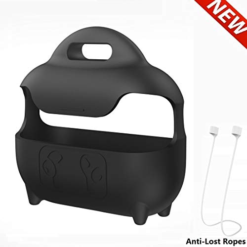 Product Cover AirPods Pro Case Soft Silicone Protective Shockproof Cover Compatible for Apple AirPods Pro (Gift Anti-Lost Rope) Standable AirPods Pro Case Series 3 (Black)