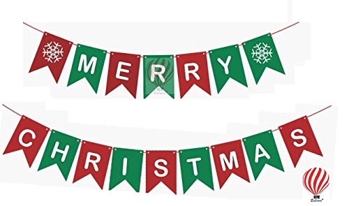 Product Cover HK balloons Merry Christmas Banner Christmas Party Garland Bunting Banner for Christmas Party Decorations (Merry Christmas-Banner)