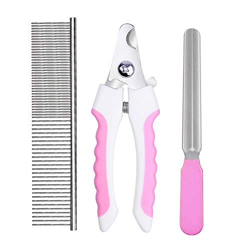 Product Cover tuxepoc Pets Dog and Cat Nail Clippers,Dog Combs for Grooming-with Safety Guard to Avoid Over Cutting, Free Nail File, Razor Sharp Blade - Professional Grooming Tool for Large and Small Animals