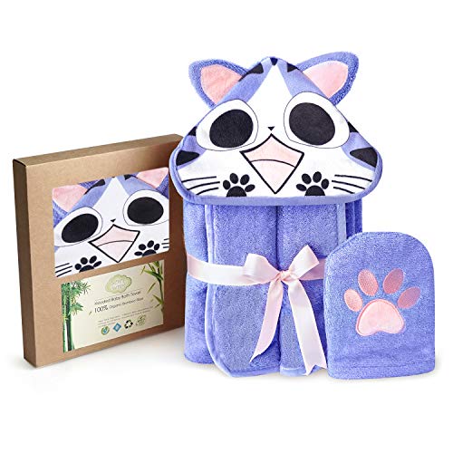 Product Cover Cat Style Bamboo Baby Hooded Bath Towel & Washing Glove Set - Size 40x28