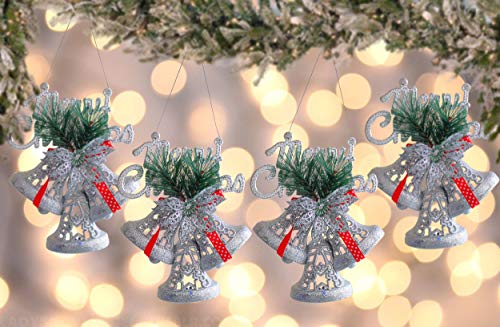 Product Cover TIED RIBBONS Christmas Decorations for Door Wall Home Tree Merry Christmas Bell Hanging Ornaments-Pack of 4