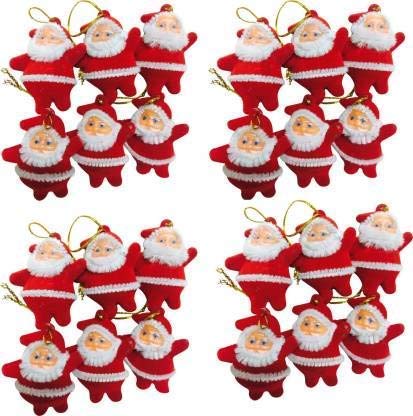 Product Cover Collectible India Mini Santa Claus Doll Hanging Doll for Xmas Tree Decorations - Christmas Decoration Ornaments Items - Santa Claus Toy Doll for Kids & Christmas Decor (24 Pcs)