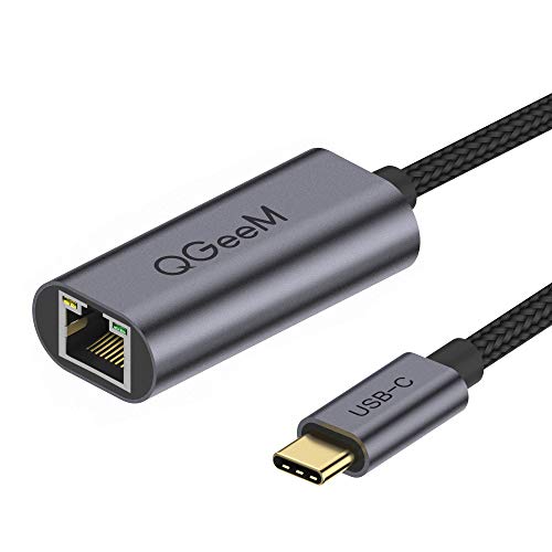 Product Cover QGeeM USB C to Ethernet Adapter,Type C Gigabit Ethernet Adapter Cable,Thunderbolt 3 to RJ45 LAN Converter Adapter Compatible for MacBook Pro, RJ45 to USB C Adapter
