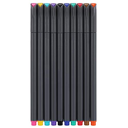 Product Cover Fineliner Color Pens Set - Fine Point Pen Set, 10 Packs, 0.38 MM Fineliner Pens, Best Choice for Noting/Writing/Drawing/Coloring