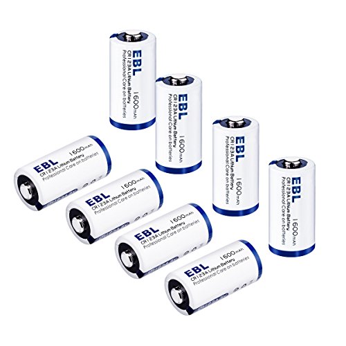 Product Cover EBL CR123A Lithium 3V Photo Batteries with Battery Storage Box, 8-Pack 1600mAh CR123A Batteries for Cameras, Microphones, Flashlight [CAN NOT BE RECHARGED]