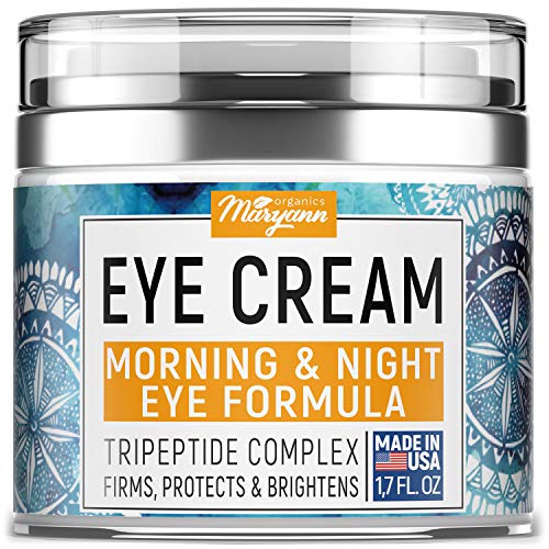Product Cover MARYANN Organics Eye Cream - Natural Formula with Hyaluronic Acid, Vitamin E & Aloe Vera - Made in USA - Anti Aging Cream for Women - Reduce Dark Circles, Puffiness, Under Eye Bags, Wrinkles - 1,7 OZ