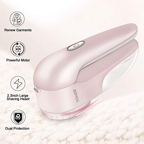 Product Cover YOMEIE Lint Remover, Rechargeable Fabric Shaver, Sweater Shaver with 3-Leaf Stainless Steel Blades Defuzzer Pill Fuzz Remover for Clothes, Sweater, Couch, Blanket, Curtain, Socks, Cashmere