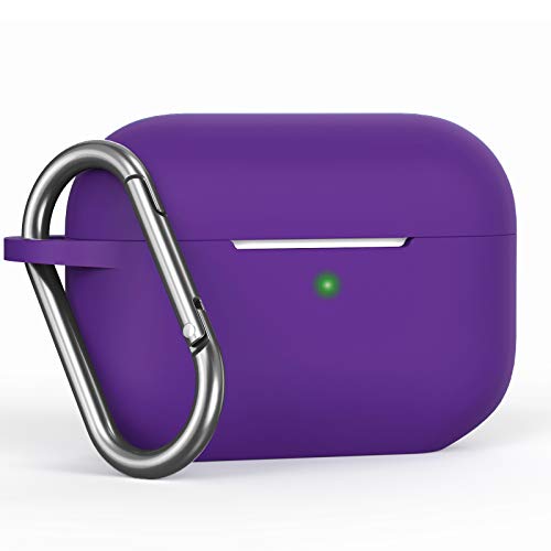 Product Cover Eyamumo Protective Case for AirPods Pro Case Cover 2019, Soft Silicone Skin Cover with Keychain for New Apple AirPods Pro Cases Case (Front LED Visible) Grape Purple