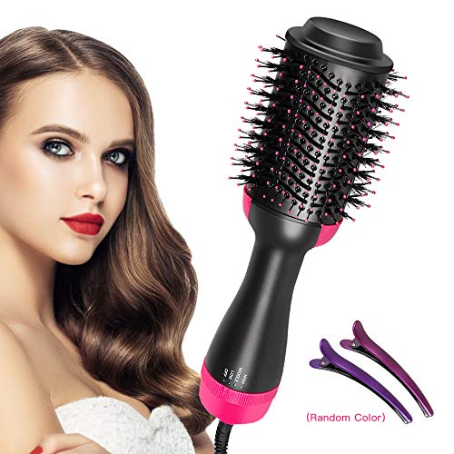 Product Cover One Step Hair Dryer & Volumizer,Negative Ion Hot Air Brush, Styling Hair Dryer Brush,Ceramic Electric Blow Dryer Brush for All Hair Types with 2Pcs Hair Clip