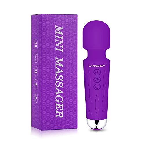 Product Cover LOVEFUN Mini Wand Massager, Personal Massager Handheld with 8 Powerful Speeds & 20 Modes, Waterproof, USB Rechargeable Wireless Wand Massage for Back Neck Shoulder Legs, Quiet -Purple
