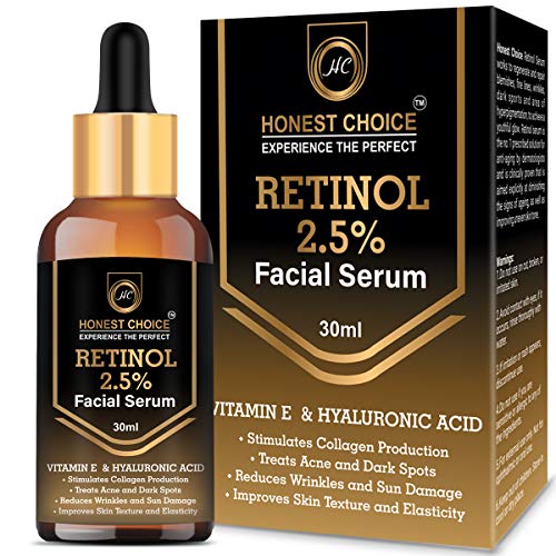 Product Cover HONEST CHOICE Retinol Face Serum 30ml Blended With Vitamin C And Vitamin E, Glycolic Acid | Anti Aging | Sun Protection | Skin Whitening And Brightening Serum.