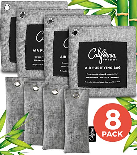 Product Cover Bamboo Charcoal Air Purifying Bag (8-Pack) - 4x200g Charcoal Bags Odor Absorber - 4x50g Mini Home Air Freshener Bag - Musty Car Freshener - Odor Eliminators for Home - Car Air Freshener