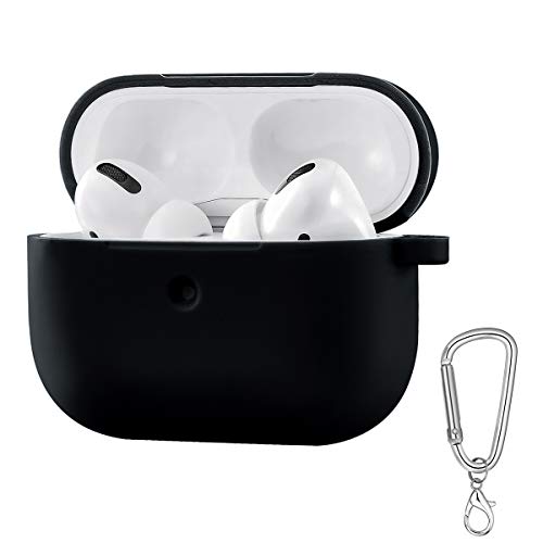 Product Cover BesBand AirPods Pro Case Cover Silicone Protective Cover Compatible for Apple AirPods Pro 2019 with Keychain Complete Protection of Charging Case (Black)
