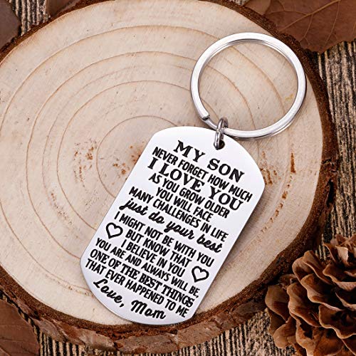 Product Cover To My Son Christmas Keychain Gifts from Mom Dad Mother To Son Him Teens Stocking Stuffers Adult Men Teenage Boys Kids Birthday Gradation Sweet Sixteen Going To College Guys Males Wedding Gifts Present