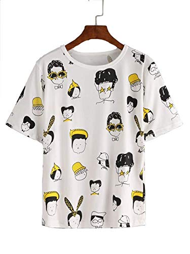 Product Cover JUNEBERRY 100% Cotton White Printed Round Neck T-Shirt for Women/Girls