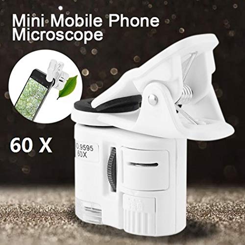 Product Cover Miseku Clip-Type Microscope 60X Magnification LED Light Mobile Phone Magnifier Lens Attachments