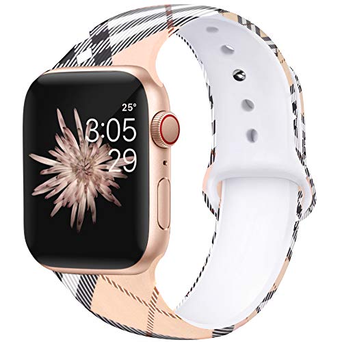 Product Cover Kaome Floral Bands Compatible with App le Watch Band 38mm 40mm, Soft Silicone Fadeless Pattern Printed Replacement Strap Bands for Women, Compatible with iWatch Series 5/4/3/2/1, S/M