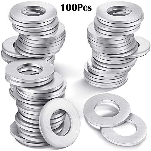 Product Cover 100 Pieces Metal Stamping Blanks Flat Round Washer with Center Hole for Bracelet Jewelry Making DIY Crafts