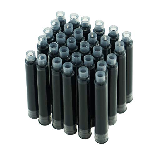 Product Cover Hongdian Fountain Pen Ink Cartridges Black Color, Set of 30 Refill Ink Cartridges, 3.4 mm Bore Diameter
