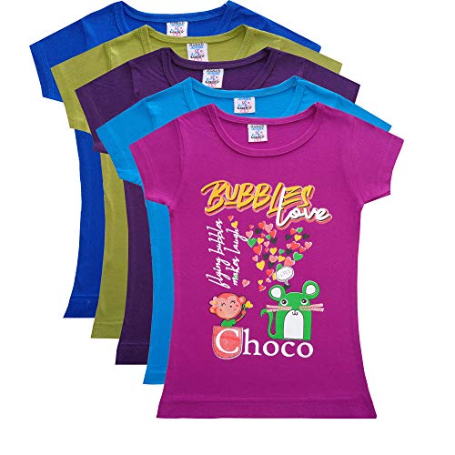 Product Cover trendz polo Multicoloured Printed Cotton Girls T Shirt Combo Pack 5