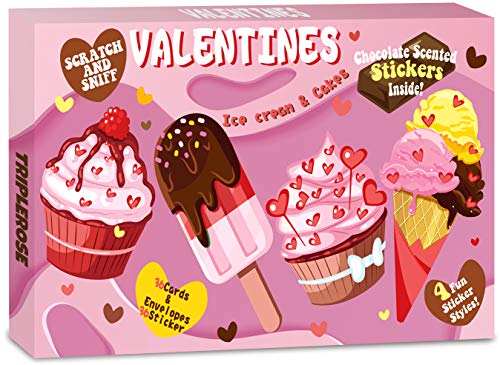Product Cover TRIPLEROSE 36Pcs Icecream and Cookies Scratch and Sniff Cards For Kids Classroom Exchange Party Favors
