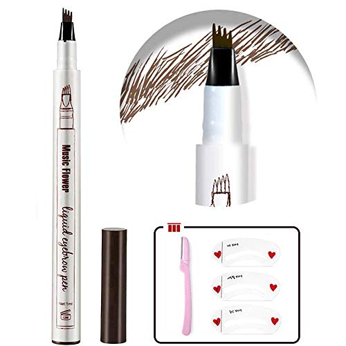 Product Cover Eyebrow Tattoo Pen,Tat Brow Microblading Eyebrow Pencil Waterproof Microblade Brow Pen Make Up with a Micro-Fork Tip Applicator Creates Natural Looking Brows Effortlessly and Stays on All Day