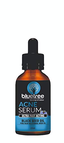 Product Cover Blue tree acne serum- pimple clearing,white and black heads removal, skin lightening serum with pure black seed oil, sandalwood oil 15 m