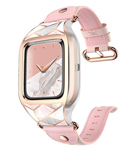 Product Cover i-Blason Band Designed for Fitbit Versa 2, [Cosmo] Stylish Sporty Protective Case with Adjustable Leather Wristband (Marble)