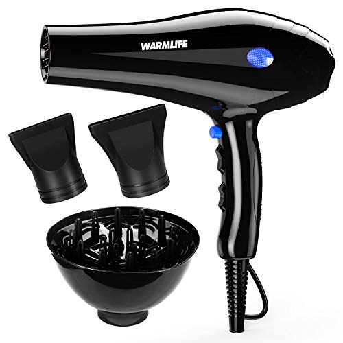 Product Cover Warmlife Hair Dryers AC Motor Salon Blow Dryer, Powerful, Blue Light Negative Ionic, Professional Hair Dryer with Diffuser & 2 Concentrator, ETL Certified, 1875w, Recommended by Hair Stylist