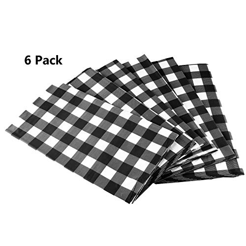 Product Cover Black Gingham Disposable Plastic Tablecloths 6 Packs 54 x 108 Inch, Waterproof Oilproof Disposable Table cover for Rectangle Table, Party Table Cloths Indoor Outdoor Use, Up to 8 Feet table in Length