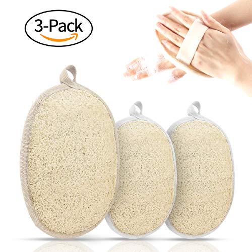 Product Cover Exfoliating Loofah Pads Body Scrubber - Made of Natural Luffa Materials and Soft Cotton Materials, Perfect for Bath Shower and Spa (2-pack 4