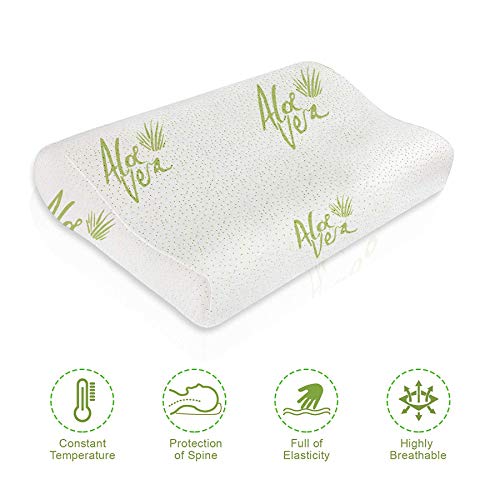 Product Cover Proliva Memory foam pillow | Cover with Aloe Vera | Hypoallergenic Soft Density Memory foam and Dust Mite Resistant & Anti Snore neck & Body Support, Anti Allergenic Organic Natural Memory Foam Pillow