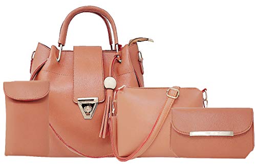 Product Cover TYPIFY® 4 Pcs. Combo Leatherette Handbag, Sling Bag, Wallet and Mobile Wallet for Women and Girls College Office Bag, Stylish latest Designer Spacious Shoulder Bag Purse. Gift for Her (TAN)