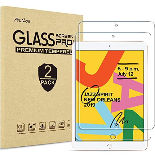 Product Cover [2 Pack] ProCase Screen Protector for iPad 10.2 Inch (7th Gen) 2019 / iPad Air 3rd 2019 / iPad Pro 10.5 2017, Tempered Glass Film Guard Screen Protector, Apple Pencil Compatible