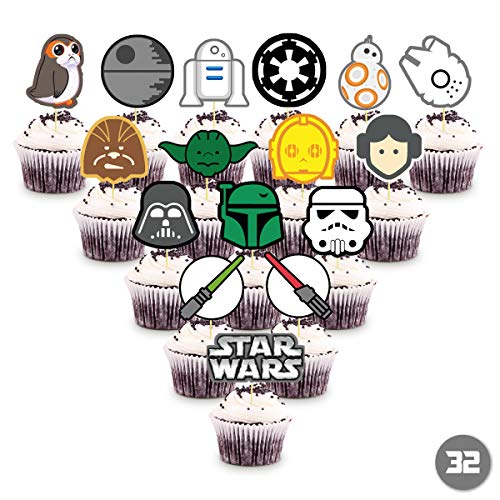 Product Cover ONE PHOENIX Cake Decorations for Star Wars Cupcake Toppers, 32 counts