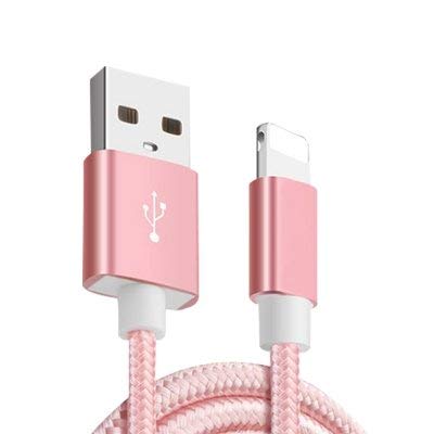 Product Cover Metallic Rose Gold Nylon Braided Tough Data Sync Charging Cable for iPhone 5, 5s, SE, 6/6S/6/6Plus, 7/7Plus, 8/8 Plus, X, Xs iPods, iPads, Apple Watch,Air pods