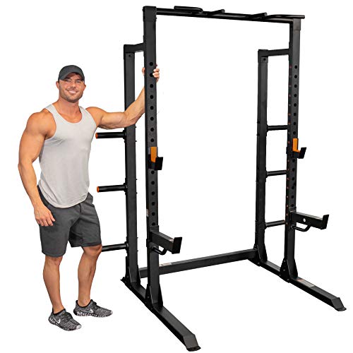 Product Cover GRIND Fitness Chaos 4000 Power Rack, 6 Weight Plate Holders, Barbell Holder, 1500 lbs Weight Limit, Spotter Arms, Textured Multi-Grip Pull Up Bar, Heavy Duty J-Cups