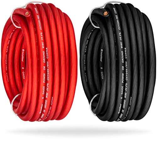 Product Cover InstallGear 8 Gauge 25ft Red + 25ft Black Power or Ground Wire - 99% Oxygen-Free Copper (OFC)