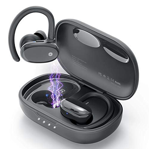 Product Cover Wireless Earbuds Bluetooth 5.0 Headphones, AOPOY TWS Sports Wireless Earphones 60H Playtime IPX6 Waterproof with Touch Control and Charging Case for Running Sports Gym for iPhone Android, Gray