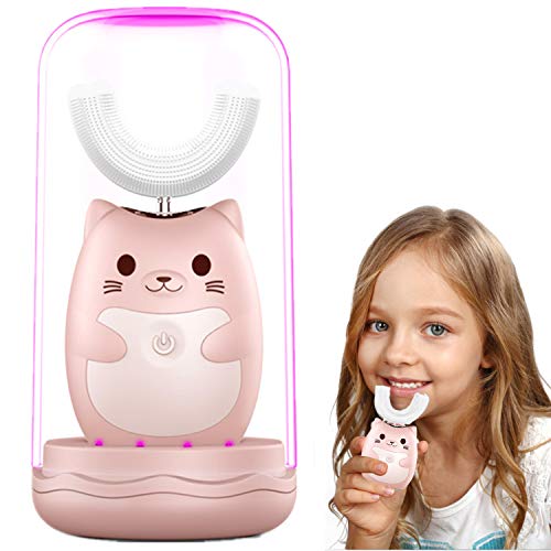 Product Cover Itomoro u-Shaped Kids Automatic Toothbrush Soft Bristles Specially Designed for Kids,2 Brush Heads of Different Sizes,3-Speed Cleaning Mode,Gargle Cup,Low Noise(Pink CAT)