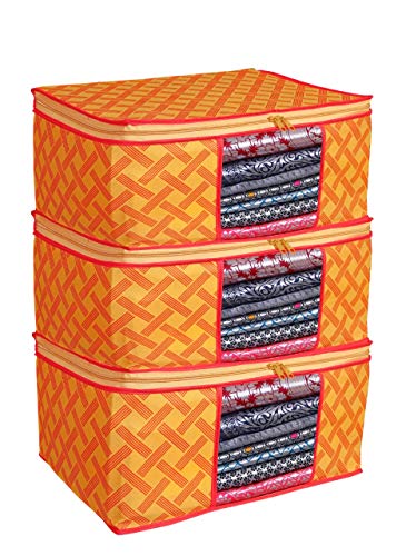Product Cover Bilfy Presents Non Woven Saree Cover Storage Bags for Clothes with primum Quality Combo Offer Saree Organizer for Wardrobe/Organizers for Clothes/Organizers for Wardrobe Pack of 3