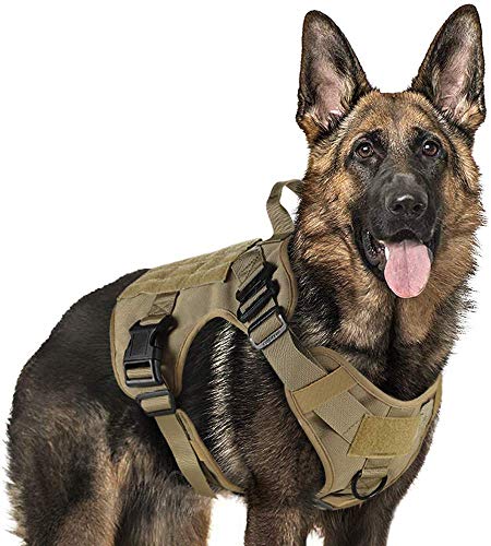 Product Cover rabbitgoo Tactical Dog Harness Vest Medium with Handle, Military Dog Harness Working Dog Vest with MOLLE & Loop Panels, No-Pull Adjustable Training Vest with Metal Buckles & Leash Clips for Walking