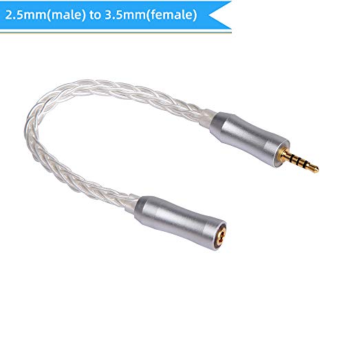 Product Cover FDBRO 8 Cores Earphone Headphone Jack Adapter Connector Earphone Plug Conversion Cable (2.5mm to 3.5mm, Silver)