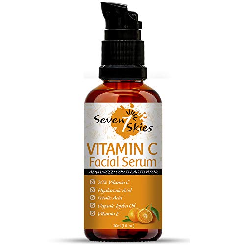 Product Cover Seven Skies Vitamin C Serum For Face And Skin Rejuvenation With Hyaluronic Acid Vitamin C And Vitamin E - Natural Anti Aging & Wrinkle Facial Serum 30ml (1 fl. Oz.)