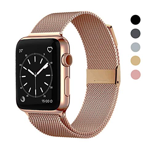 Product Cover OSUVOX Compatible for IWatch Band, 38mm/40mm 42mm/44mm, Stainless Steel Loop Magnetic Band Compatible with Iwatch Series 5/4/3/2/1 (Rose Gold, 38mm/40mm)